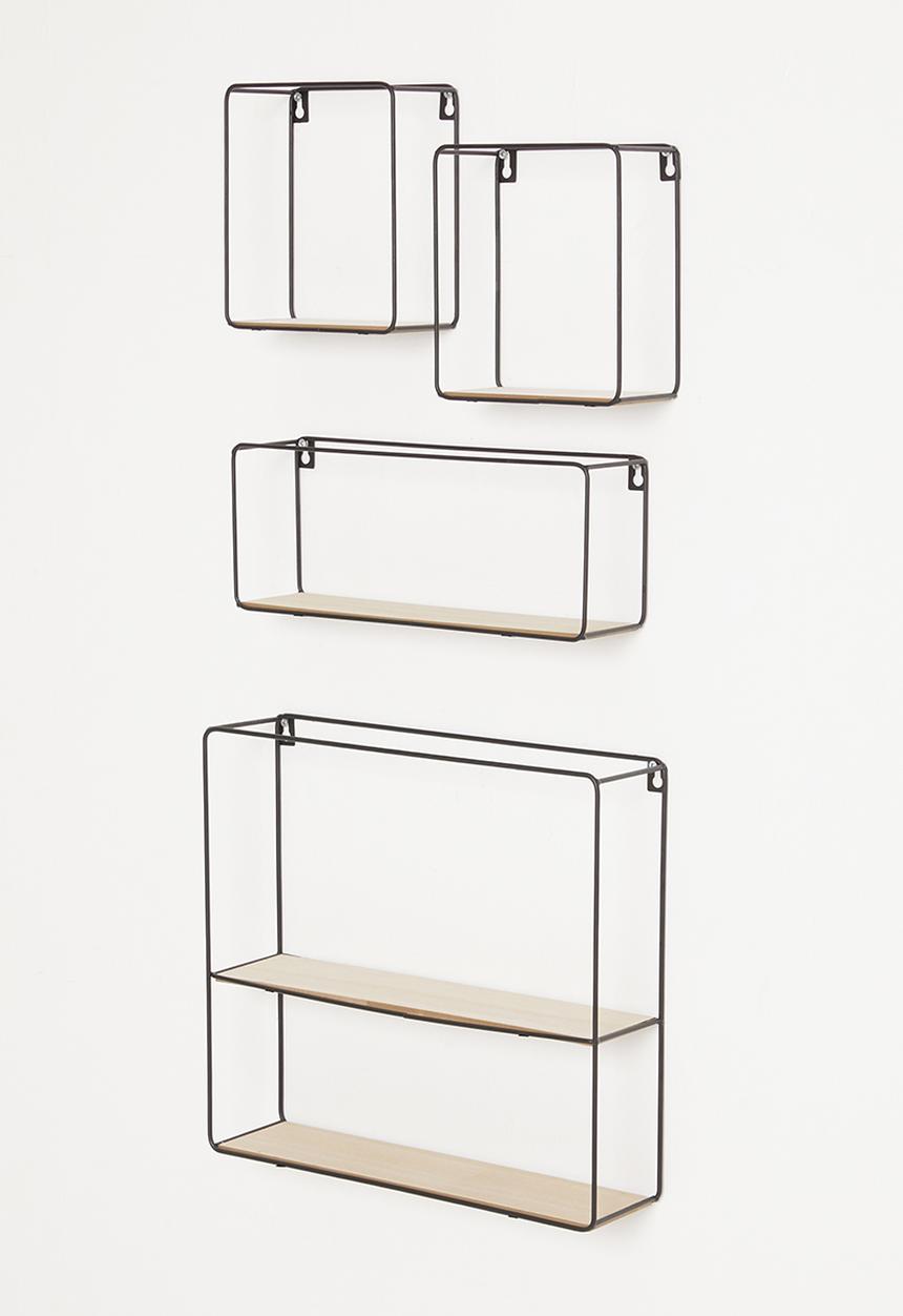 H&S - Wall rack set of 4 - black & natural