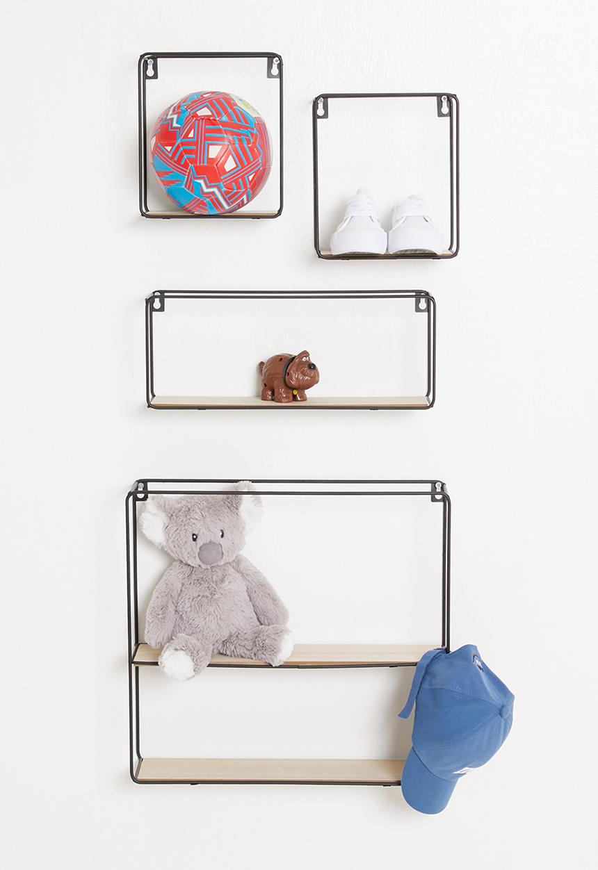 H&S - Wall rack set of 4 - black & natural