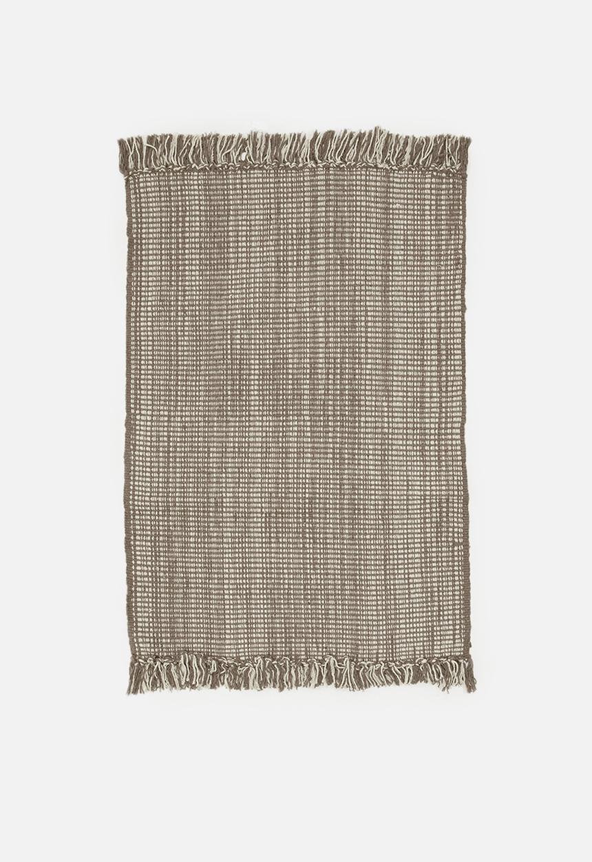 Bathroom Solutions - Cotton bath mat with fringes - taupe