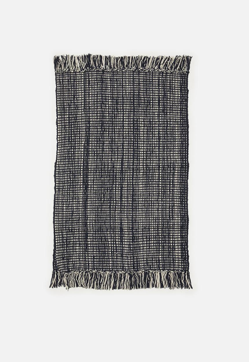 Bathroom Solutions - Cotton bath mat with fringes - blue