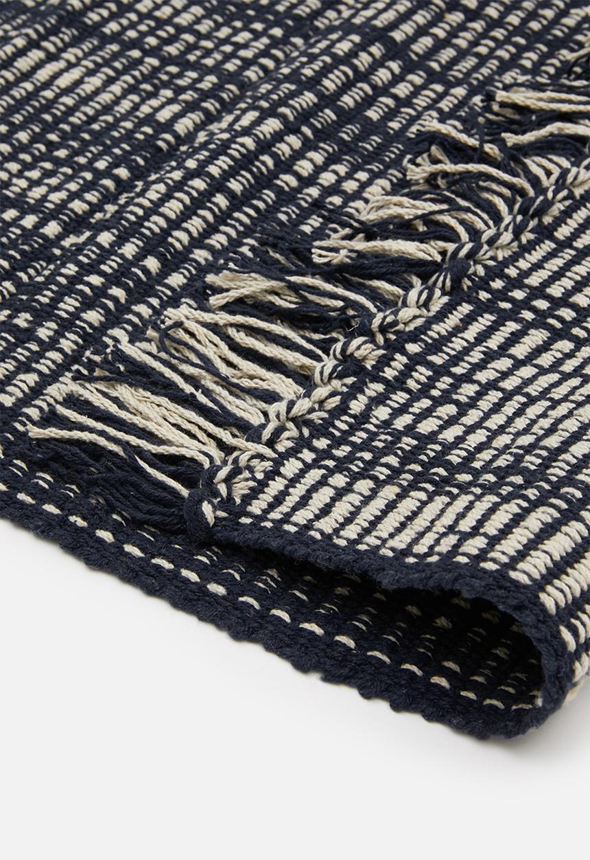 Bathroom Solutions - Cotton bath mat with fringes - blue