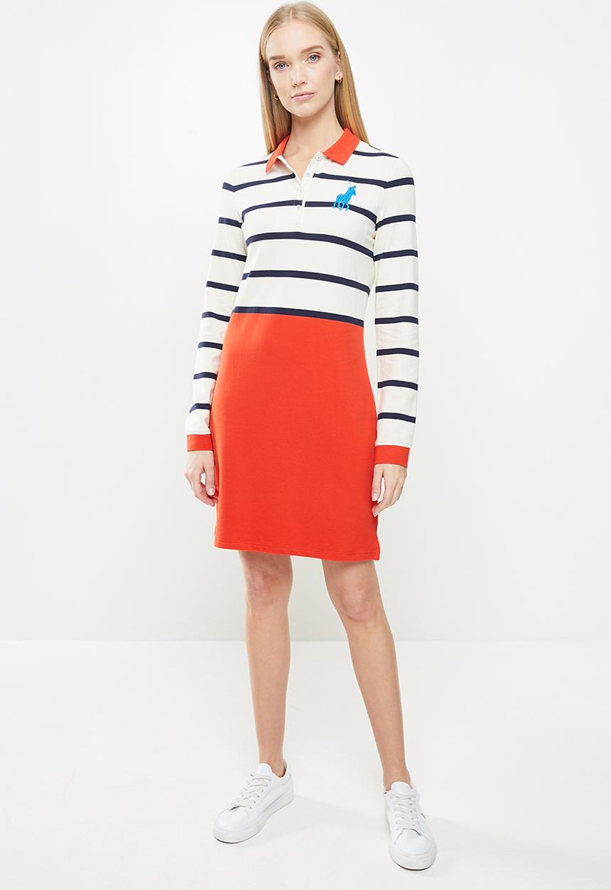 POLO - Stripe long sleeve golfer dress - multi 