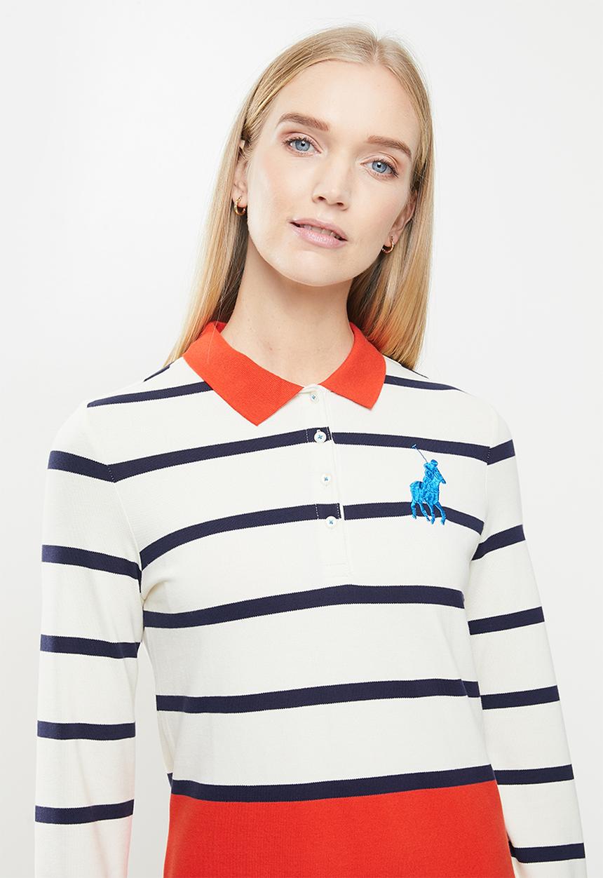 POLO - Stripe long sleeve golfer dress - multi 