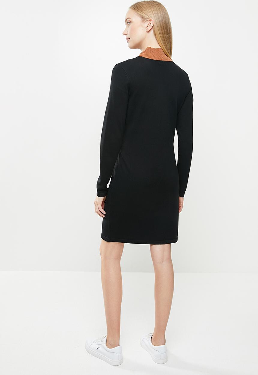 POLO - Eliana chevron dress - black