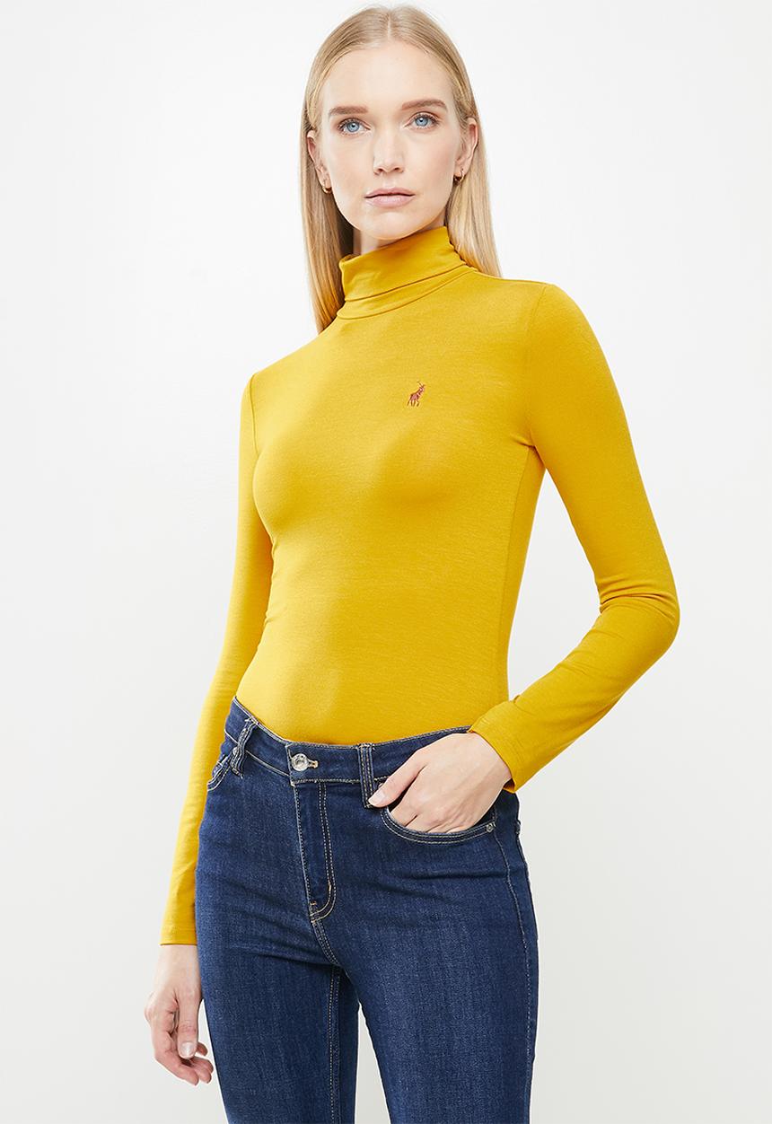 POLO - Brixton long sleeve second skin polo tee - mustard