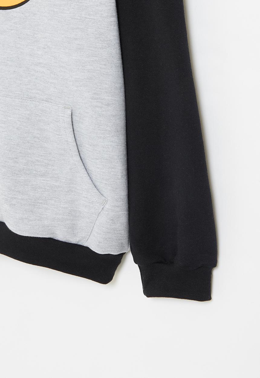 Superbalist - Hooded fleece colourblock hoodie - grey & black 