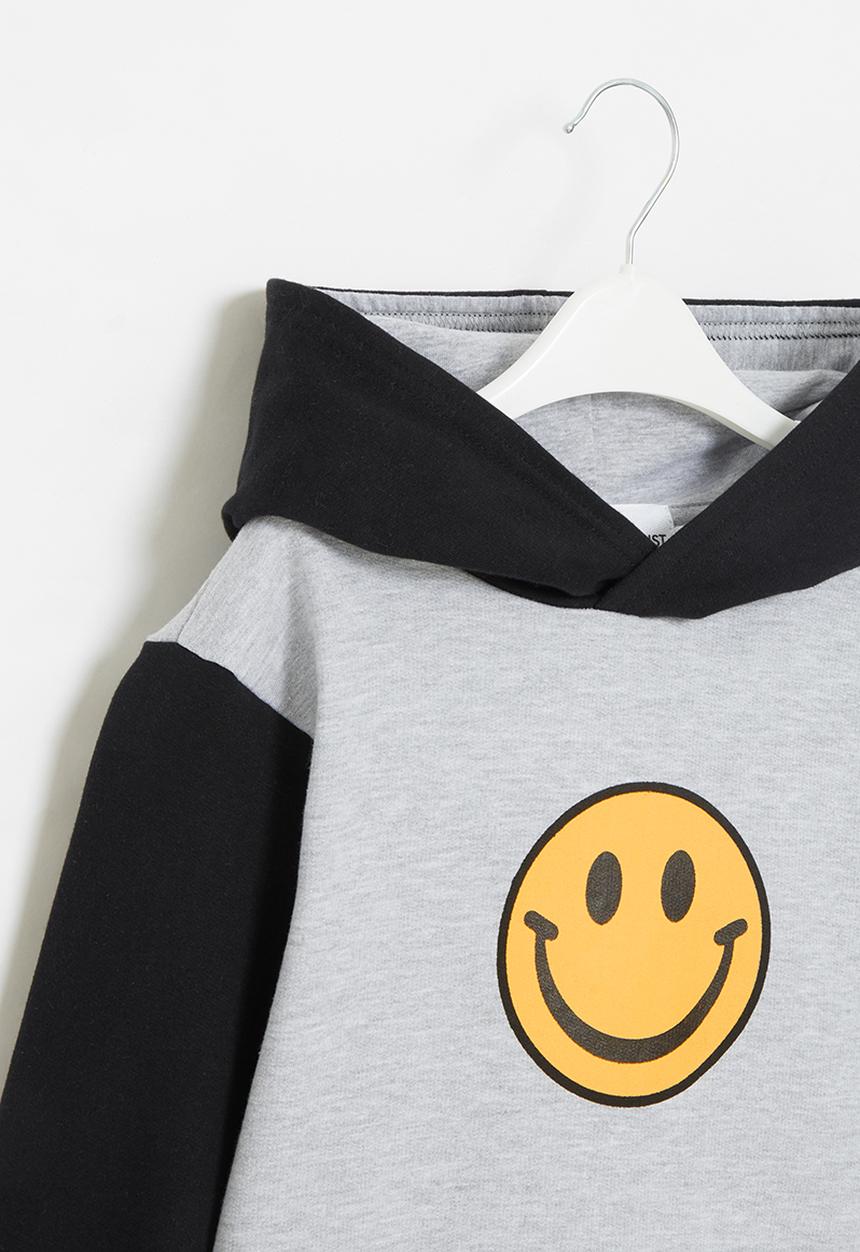 Superbalist - Hooded fleece colourblock hoodie - grey & black 
