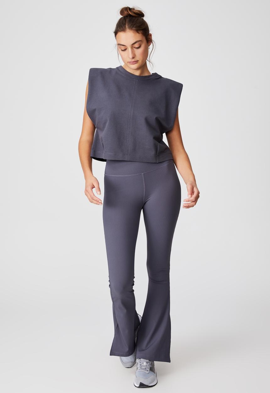 Cotton On - Padded shoulder fleece tank - pewter grey