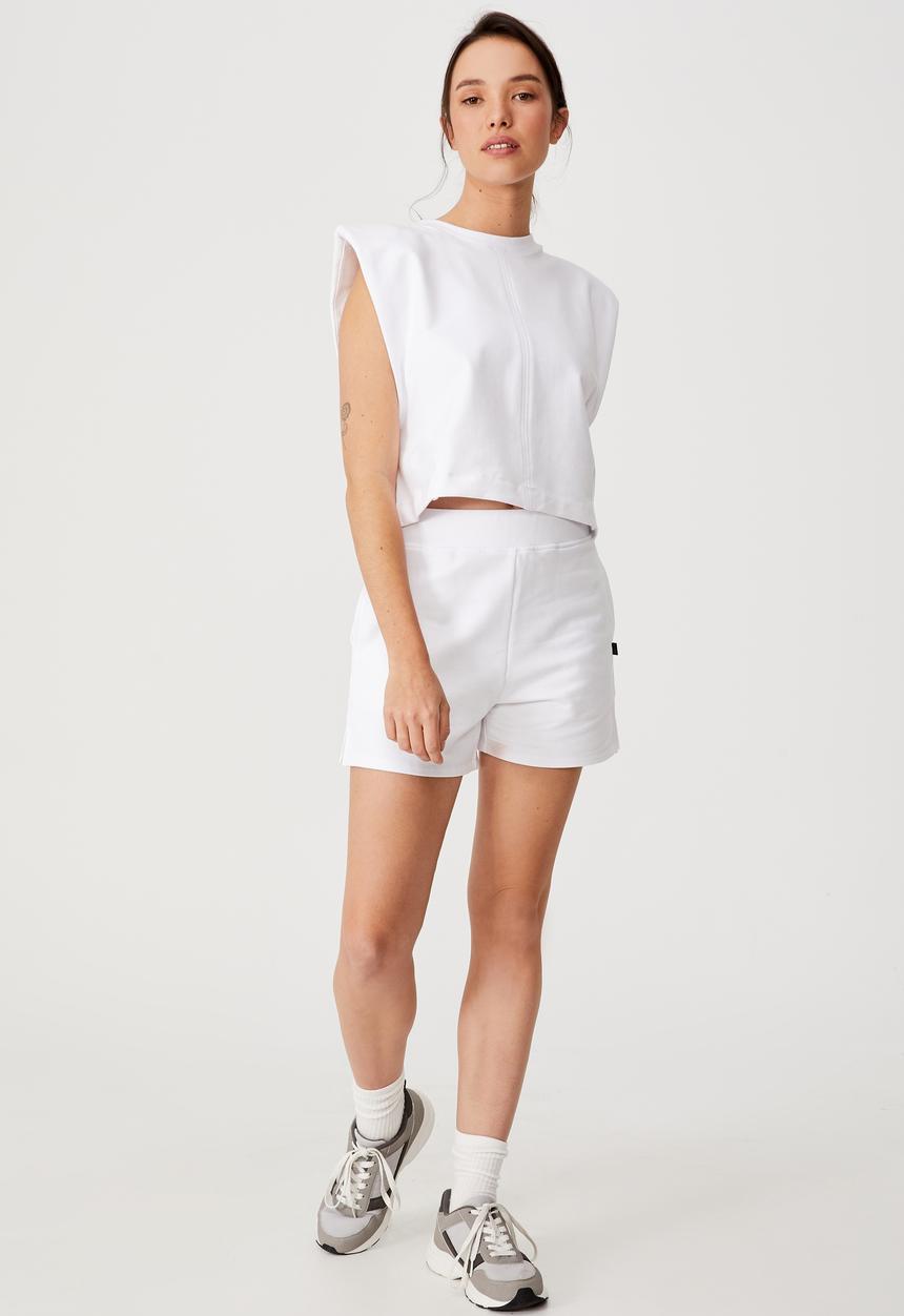 Cotton On - Padded shoulder fleece tank - white