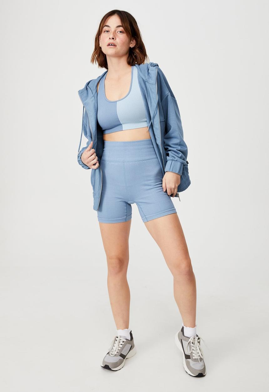 Cotton On - Panelled zip through hoodie - copen blue