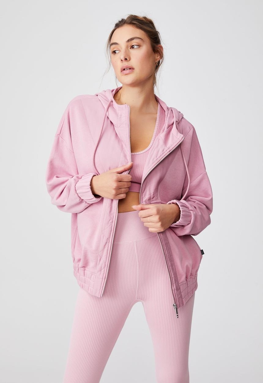 Cotton On - Panelled zip through hoodie - orchid smoke