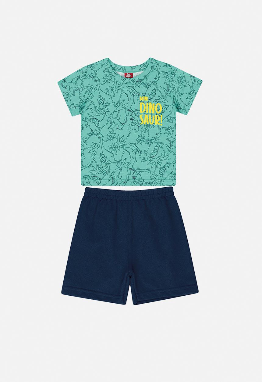 Bee Loop - Boys T-shirt & sweat bermuda set - blue & navy