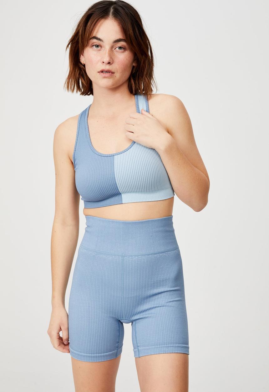 Cotton On - Seamless rib racer crop - copen blue