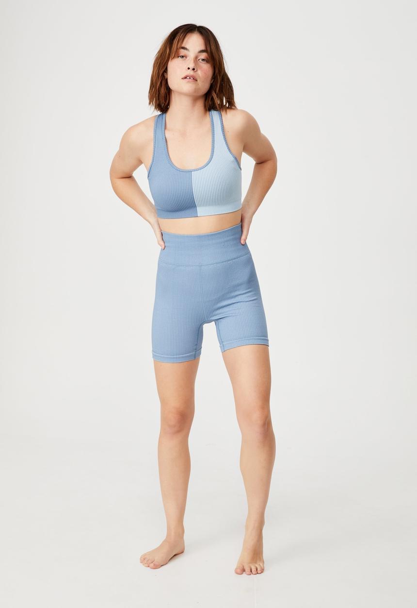 Cotton On - Seamless rib racer crop - copen blue