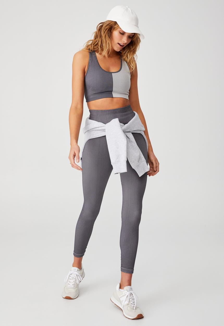 Cotton On - Seamless rib racer crop - pewter grey