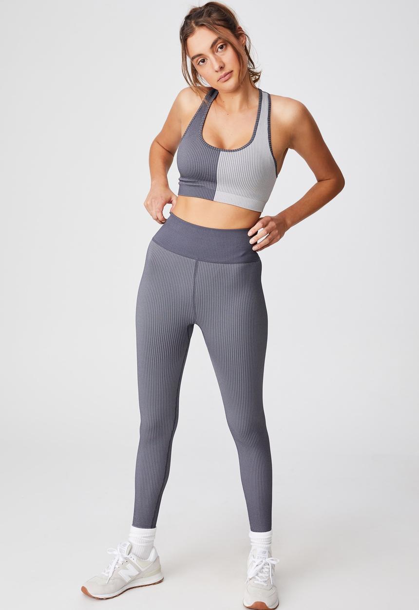 Cotton On - Seamless rib racer crop - pewter grey