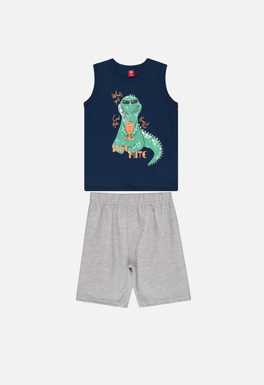 Bee Loop - Boys tank top and sweat bermuda set - navy & grey