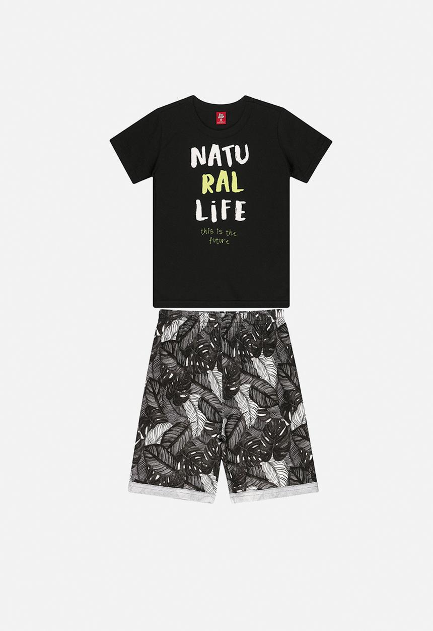 Bee Loop - Boys T-shirt & sweat bermuda set -  black