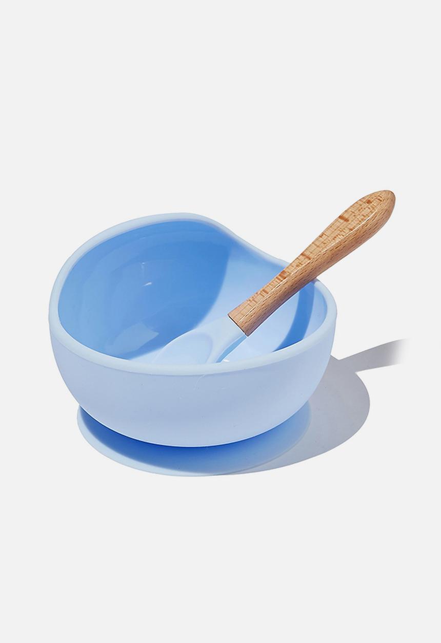 Cotton On - Silicone bowl and spoon - frosty blue