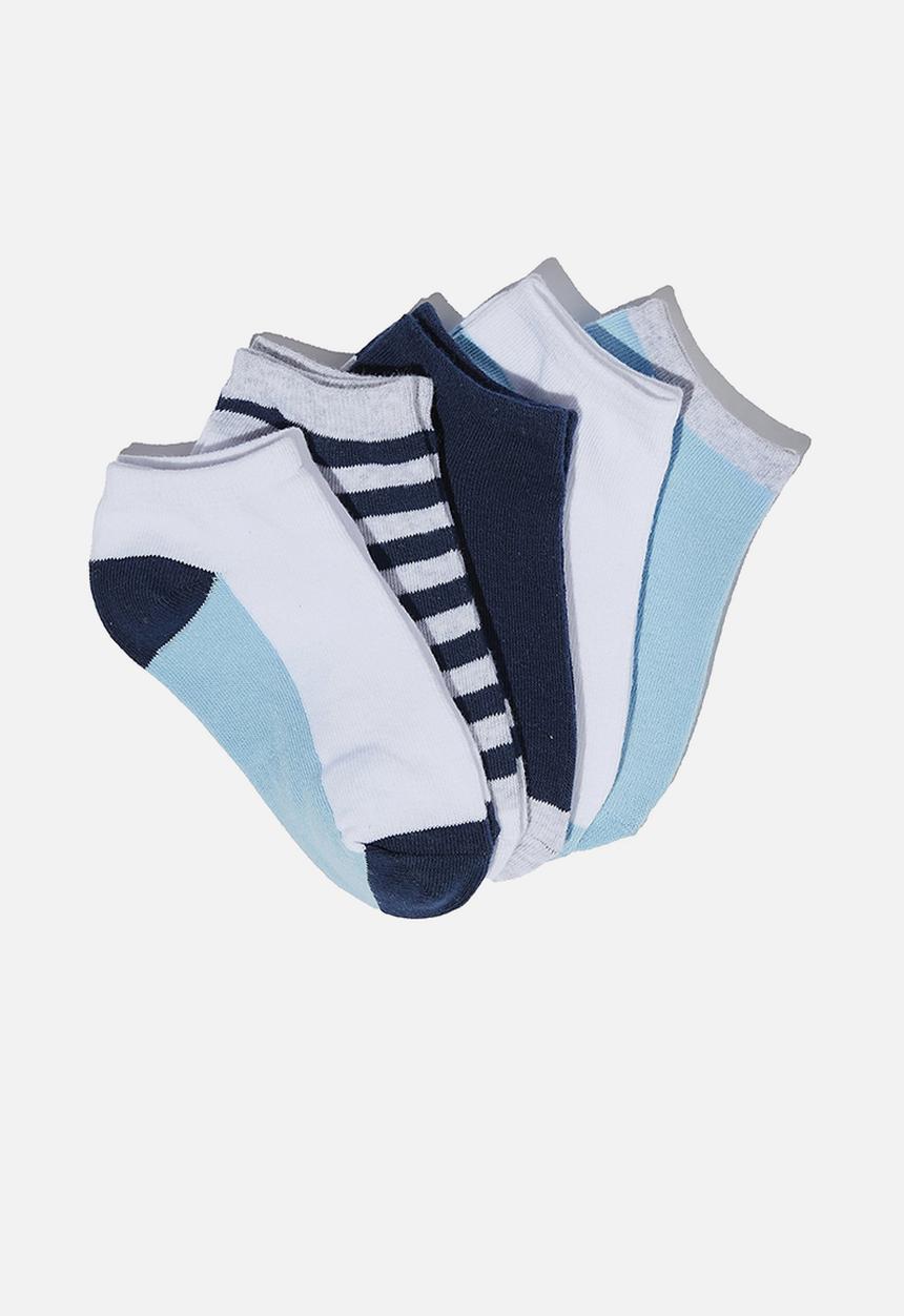 Cotton On - Kids 5 pack ankle socks - navy & grey 