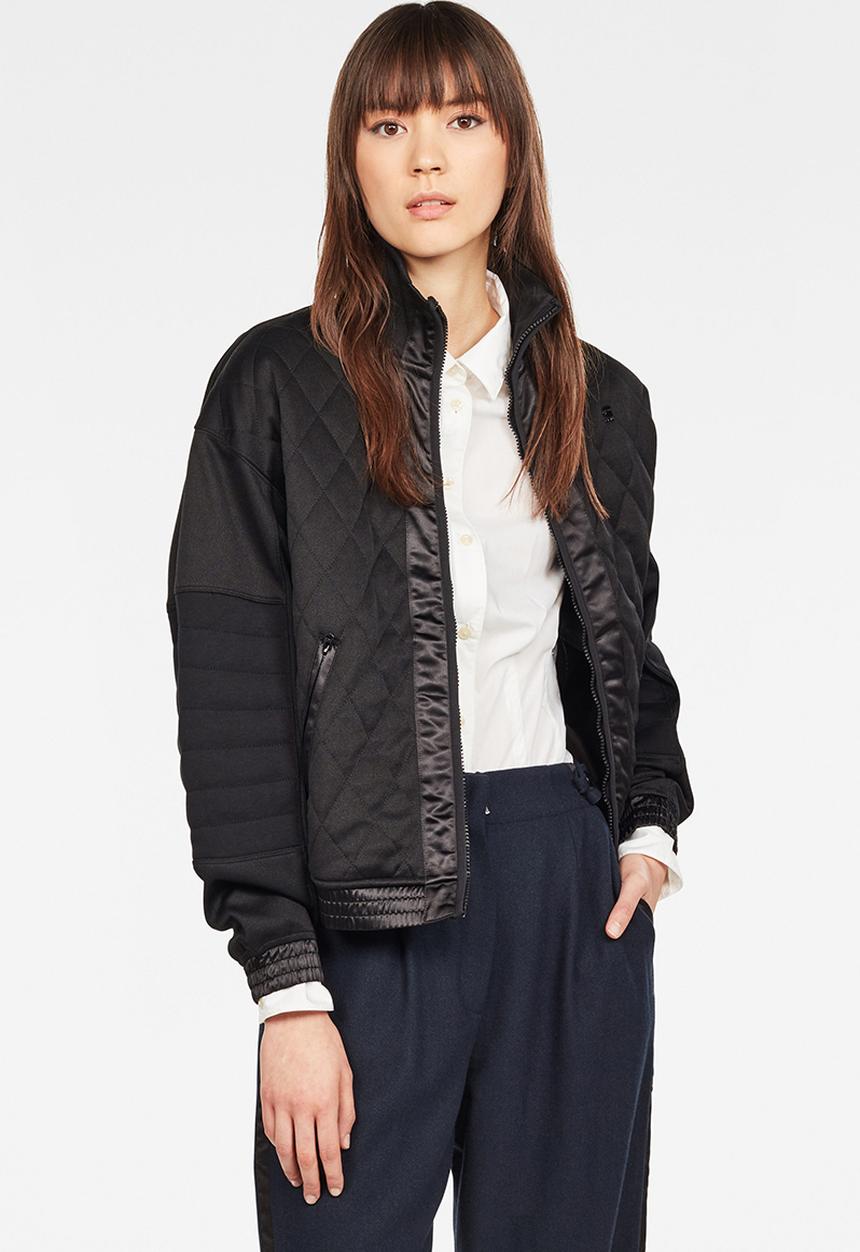 G-STAR - Beetle quilt zip long sleeve sweat jacket - black