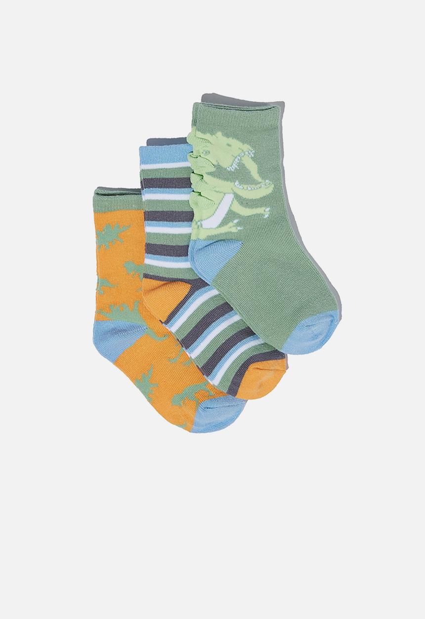 Cotton On - Kids 3 pack crew socks - green & orange 