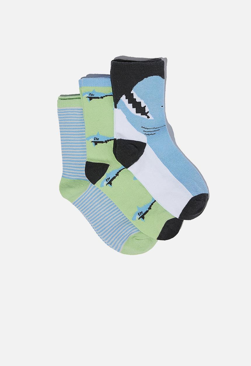 Cotton On - Kids 3 pack crew socks - blue & green 