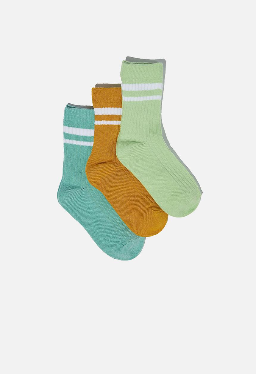Cotton On - Kids 3 pack crew socks - green & mustard
