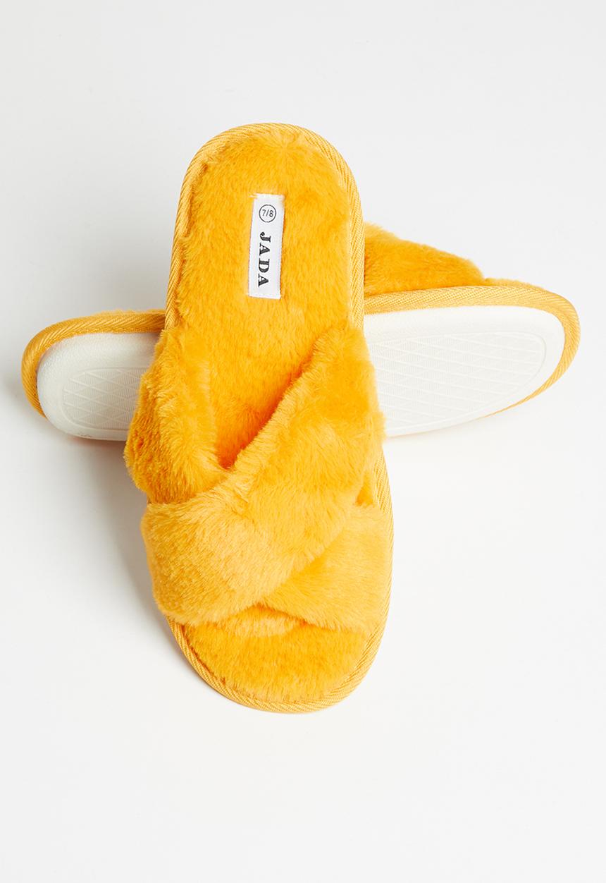Jada - Criss cross fluffy slipper - yellow