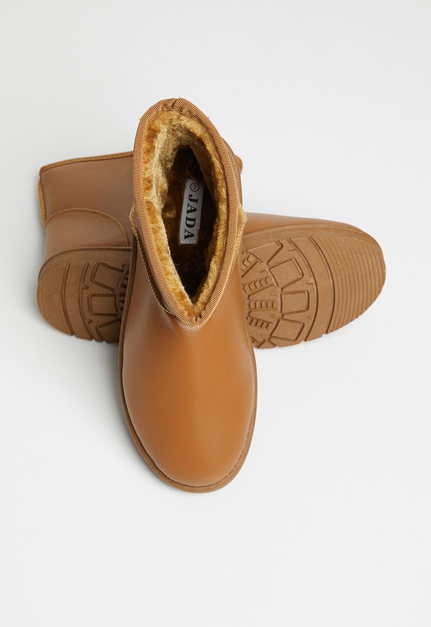 Jada - Piping detail slipper boot - tan