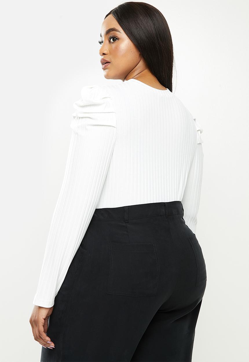 Me&B - Plus pleated sleeve tee - milk