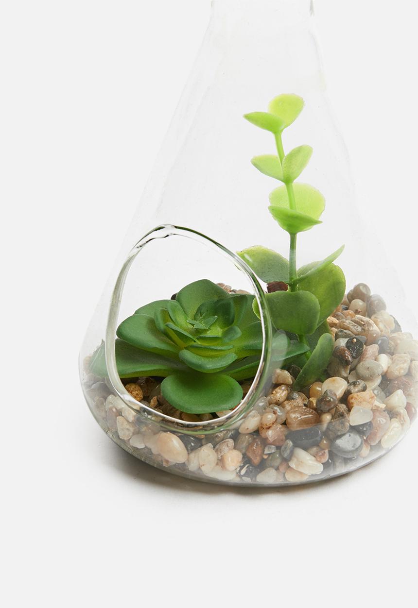 H&S - Natural stones glass pot 3 - green 
