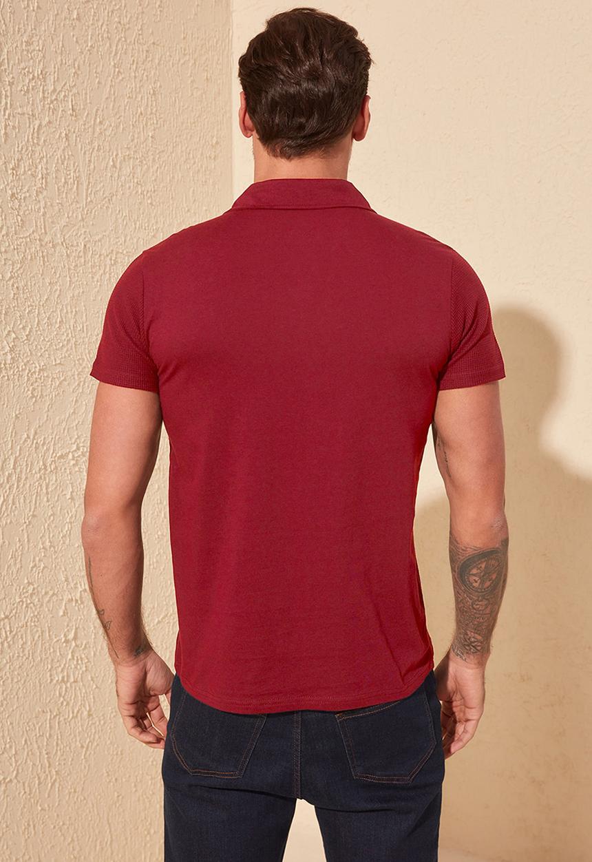 Trendyol - 3 button placket golfer- burgundy