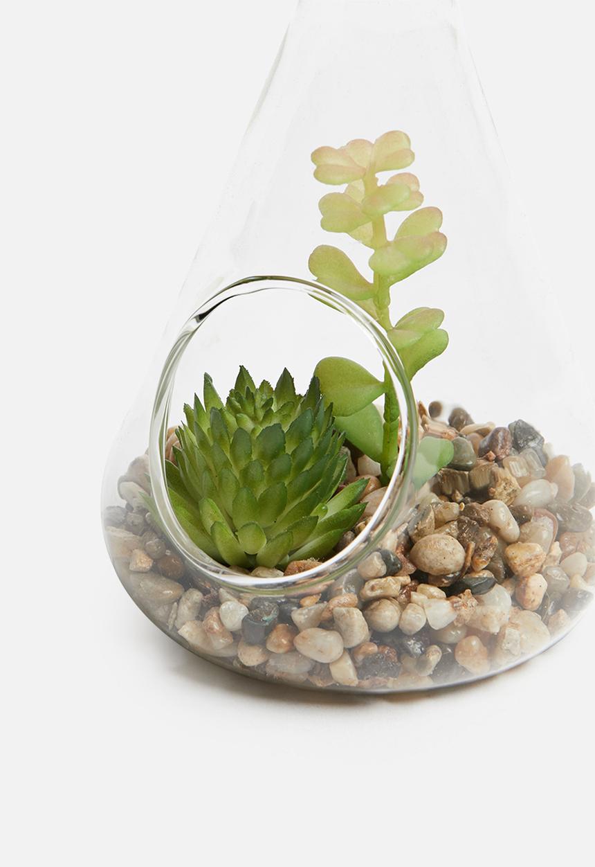 H&S - Natural stones glass pot 4 - green