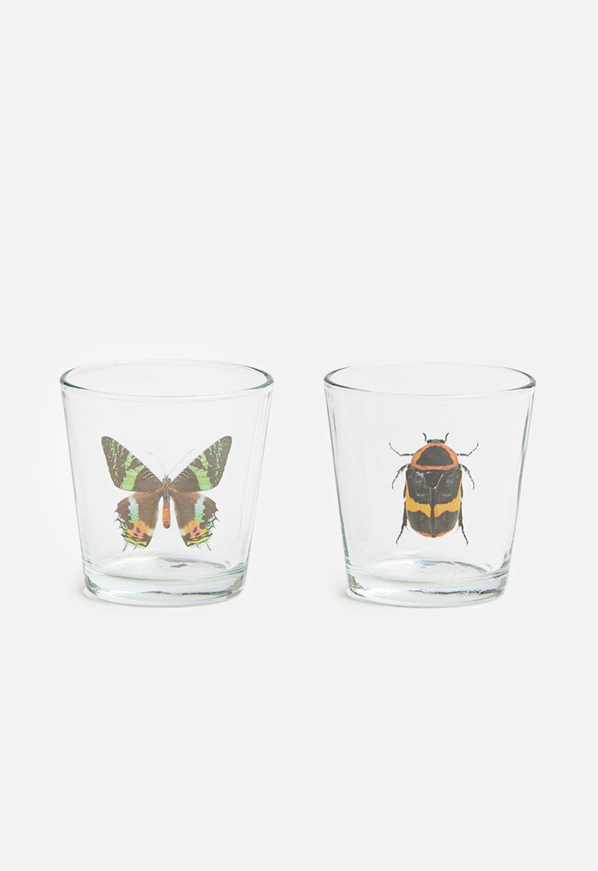 H&S - Bug tealight holder set of 2 - butterfly & black beetle