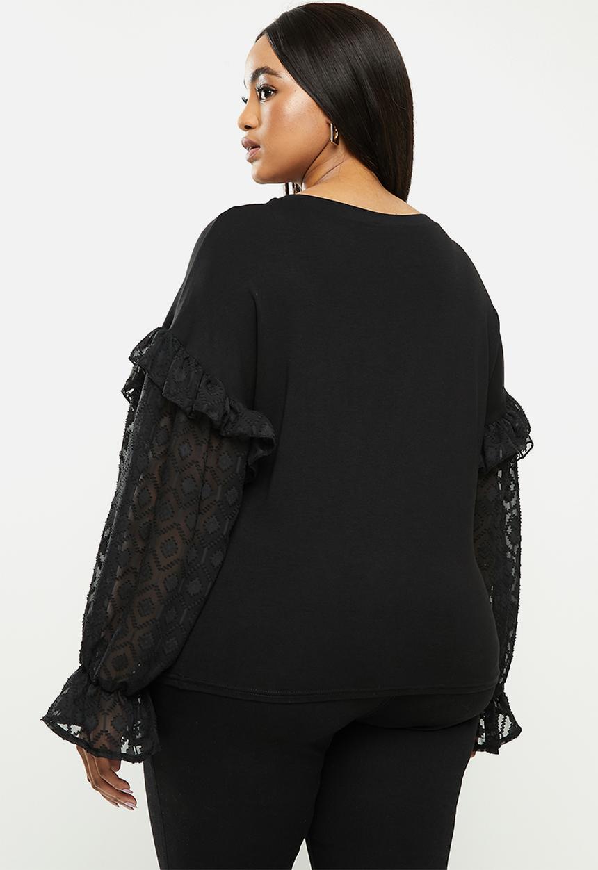 Me&B - Plus combo tee with textured - black