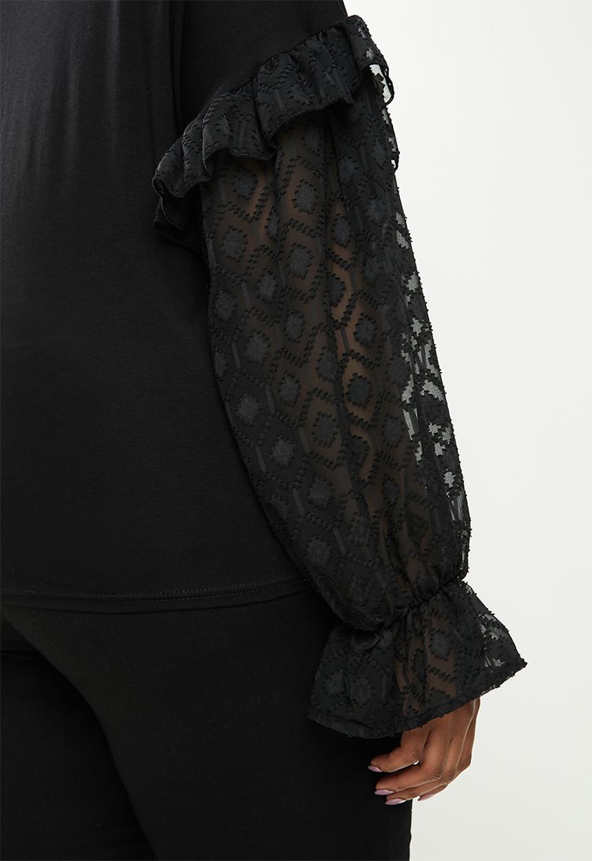 Me&B - Plus combo tee with textured - black