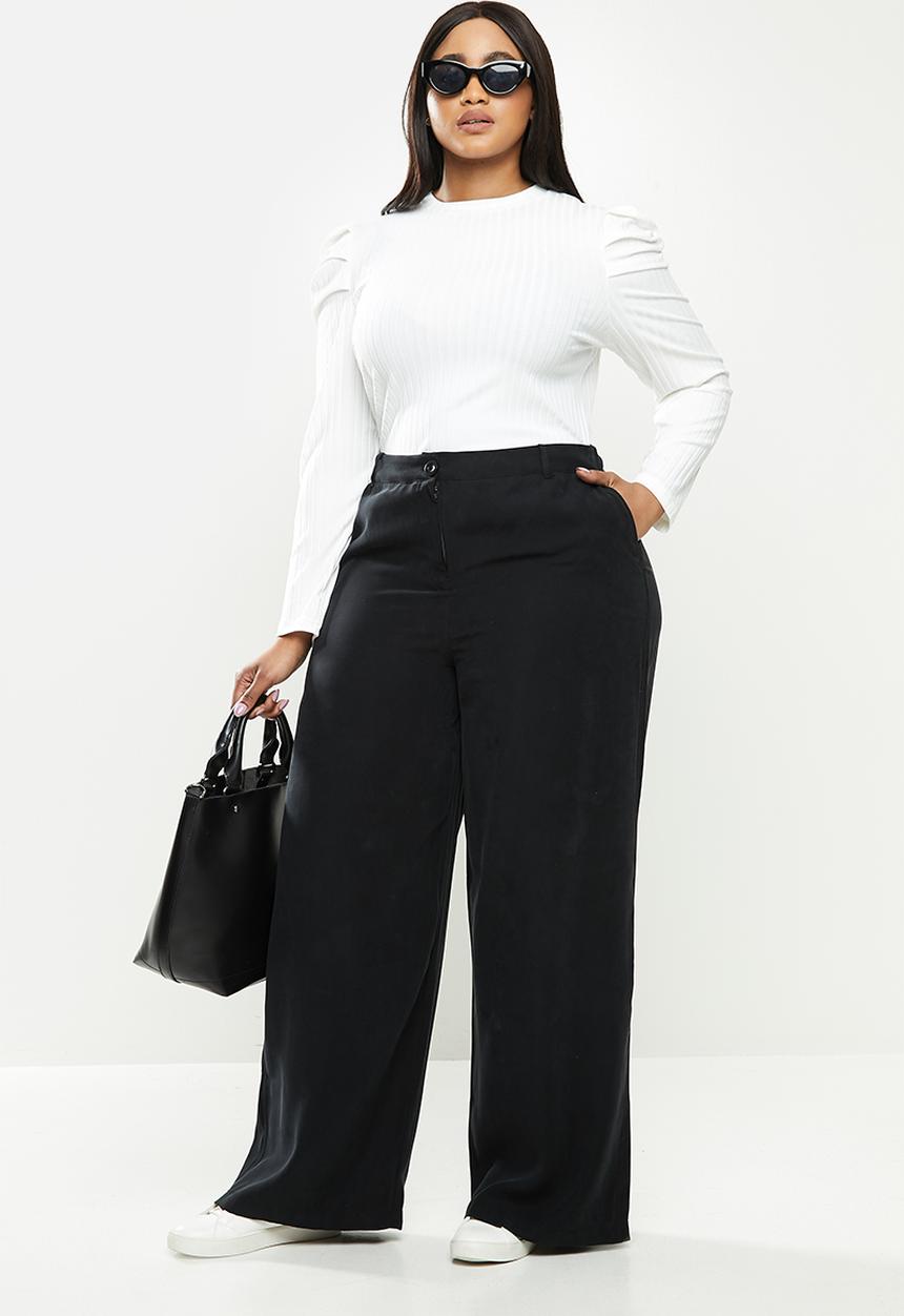 Me&B - Plus the wide leg tailored pant - black