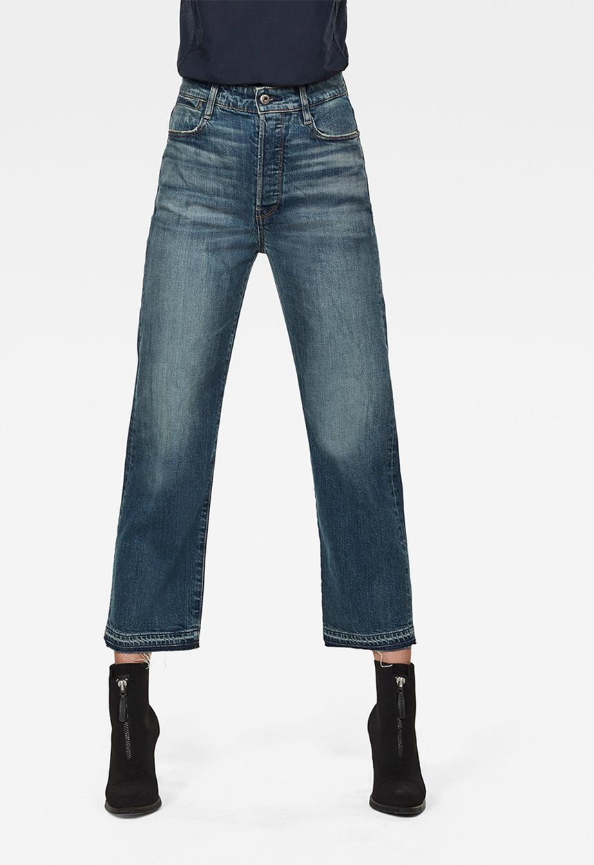 G-STAR - Tedie ultra high straight rp ankle jeans  - faded atlas