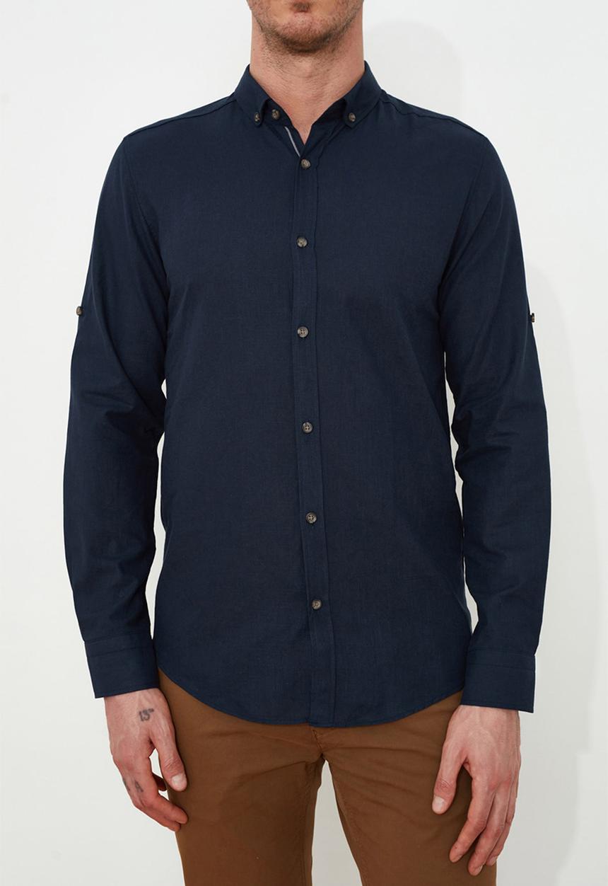 Trendyol - Plain long sleeve shirt - navy