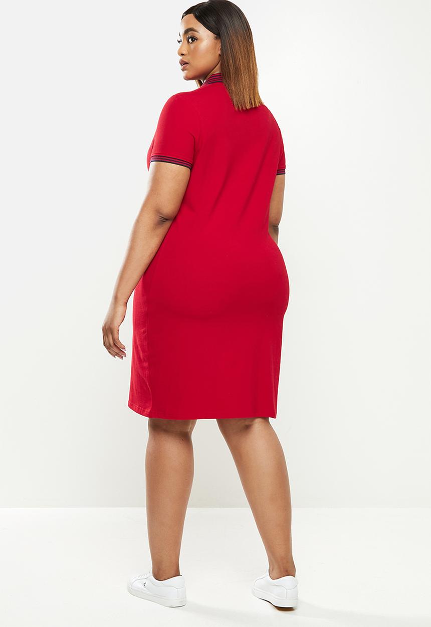 POLO - Plus Leah short sleeve golfer dress - red