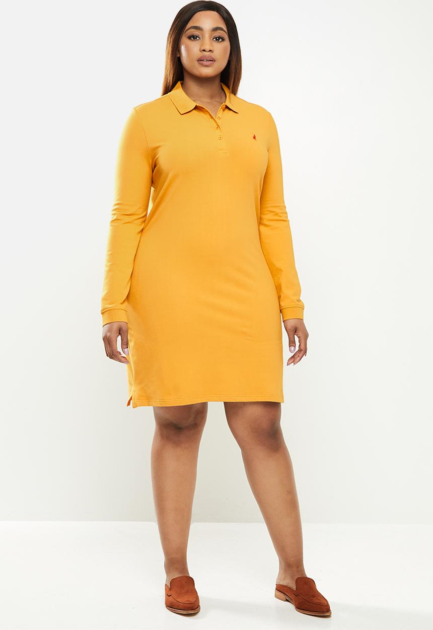 POLO - Plus Kathy stretch golfer dress - mustard