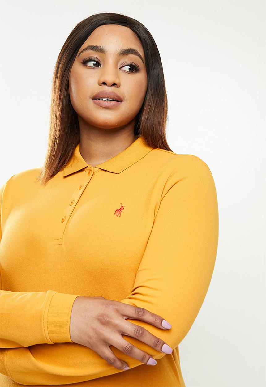 POLO - Plus Kathy stretch golfer dress - mustard