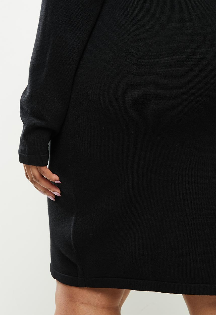 POLO - Plus Eliana chevron dress - black