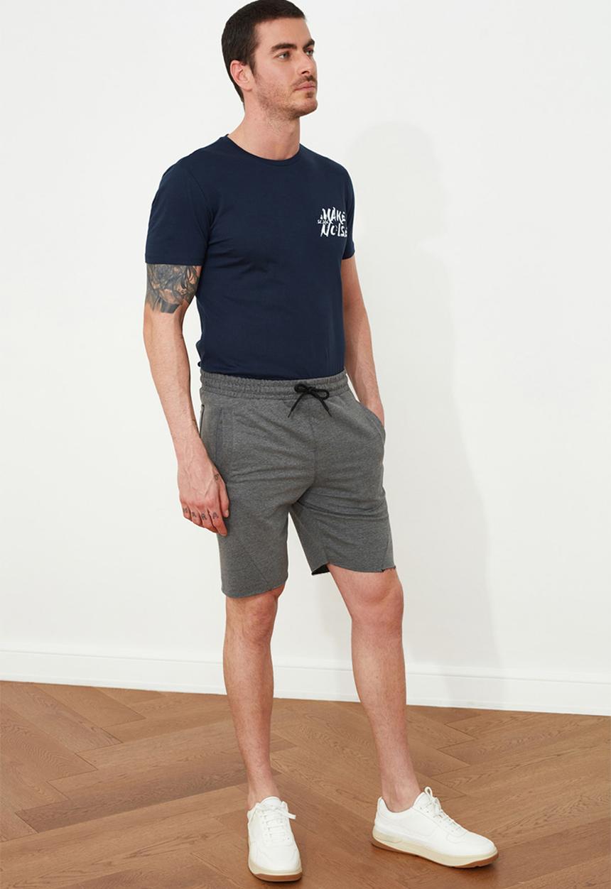 Trendyol - Contrast drawstring sweatshorts - grey