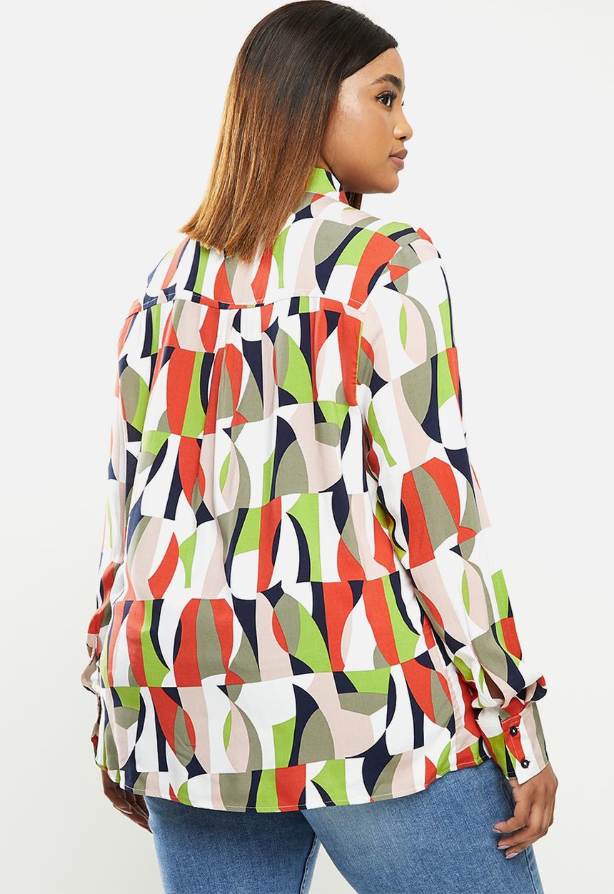 POLO - Plus Jennifer long sleeve print shirt - multi 