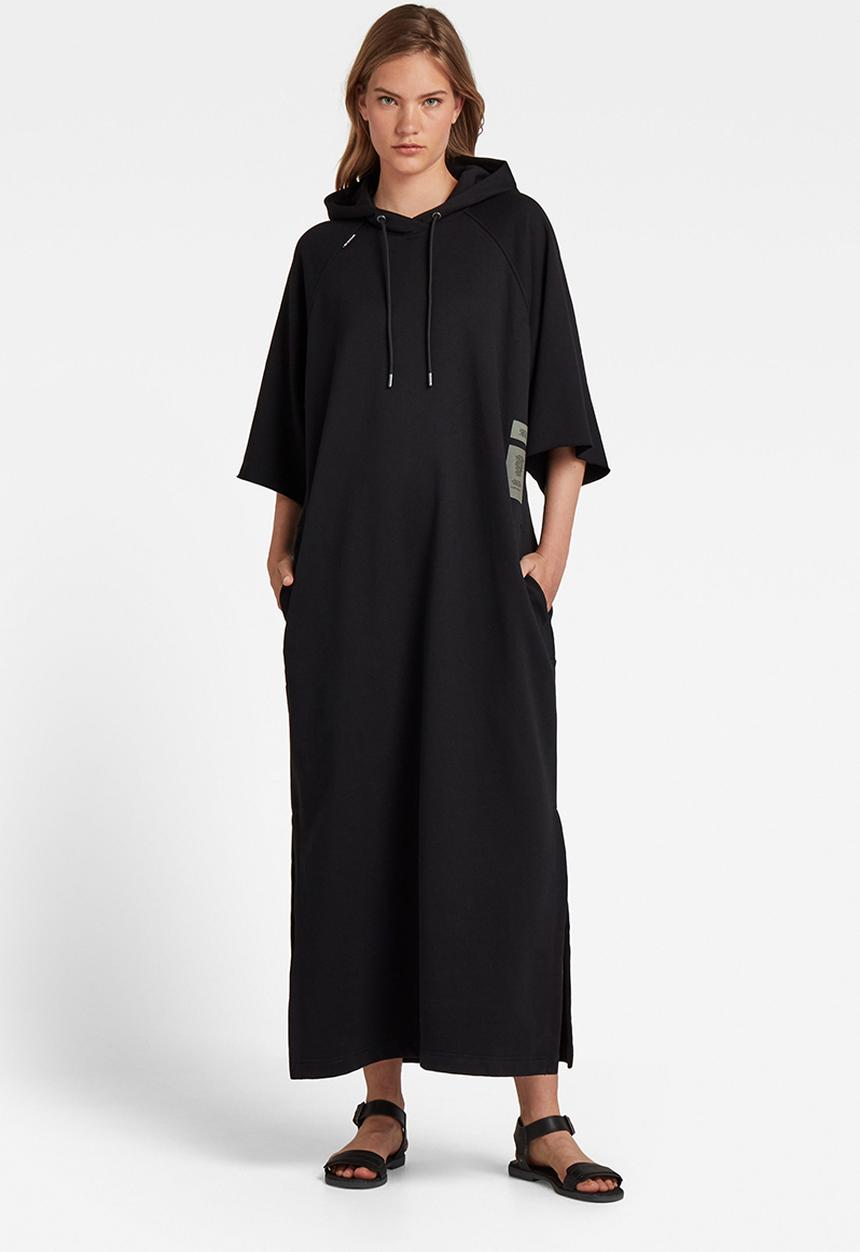 G-STAR - Long hooded sweat dress - black