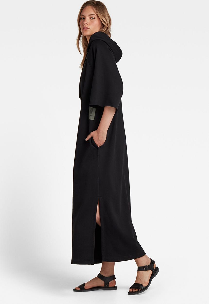 G-STAR - Long hooded sweat dress - black