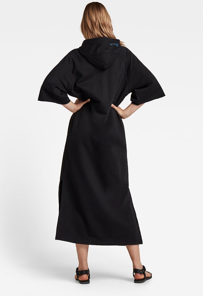 G-STAR - Long hooded sweat dress - black