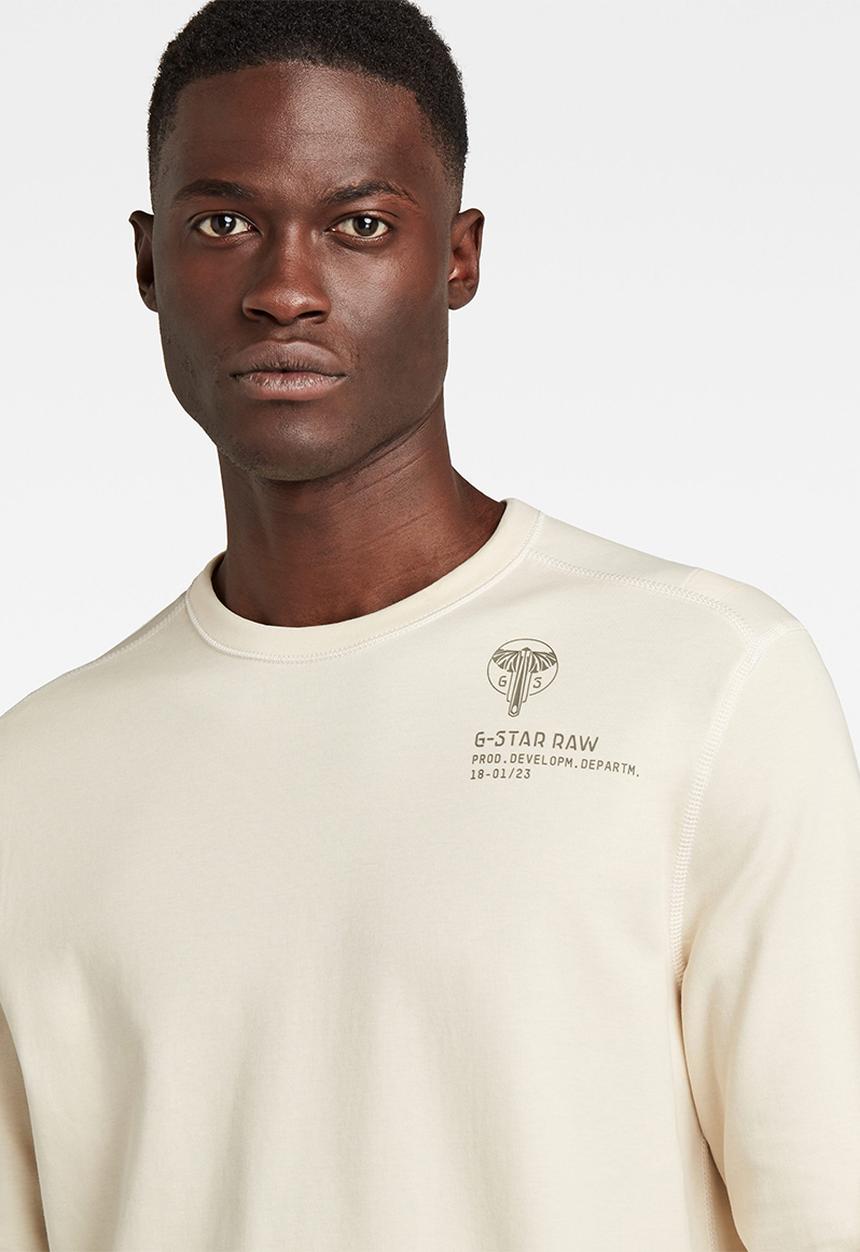 G-STAR - Back graphic tweeter r t long sleeve - ecru
